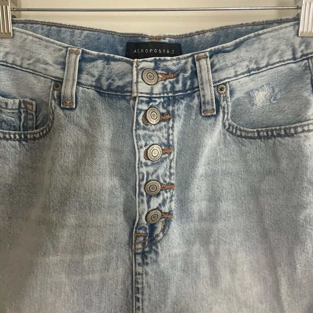 Aeropostale Faded‎ Blue Button-Up Mini Skirt